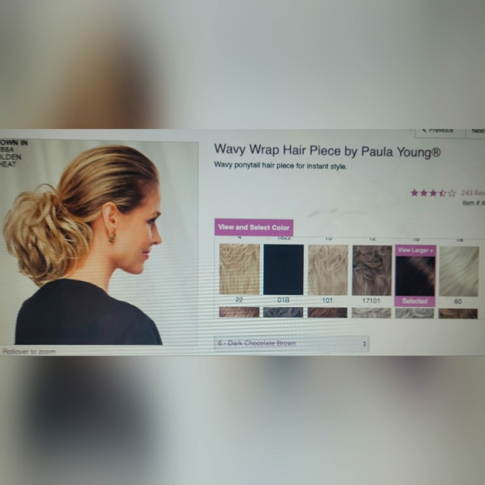 Paula Young Wavy wrap hair piece in chocolate brown
